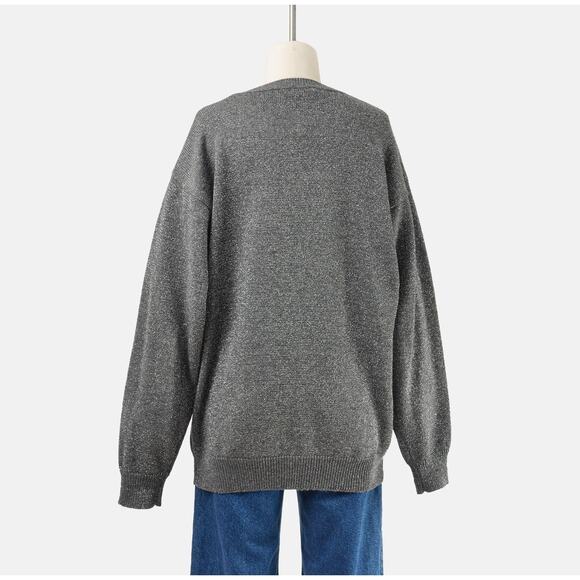 Vintage 90s Calvin Klein Metallic Gray Wool Blend Sweater size M L - Picture 4 of 7